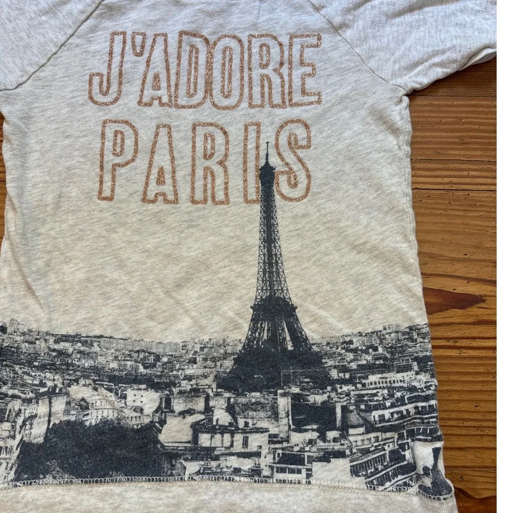 OshKosh‎ B'Gosh Graphic Tee Kids Gray Excellent J'Adore Paris Glitter SIZE 6